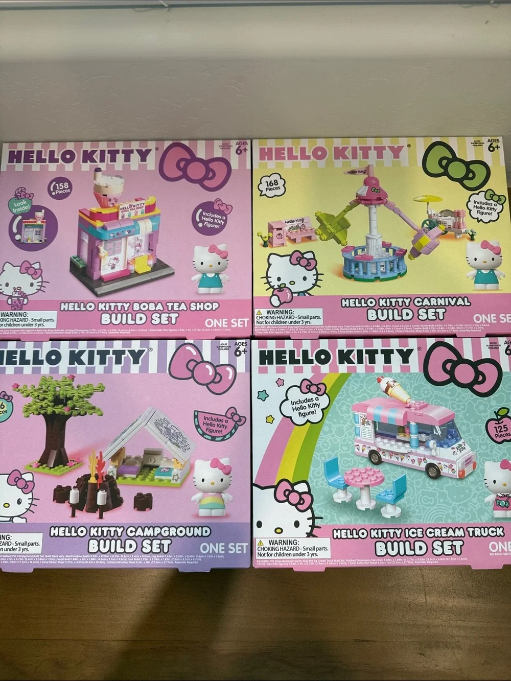 Hello Kitty Sanrio Build Set Bundle 4 Boba Carnival Ice Cream Campground NIB